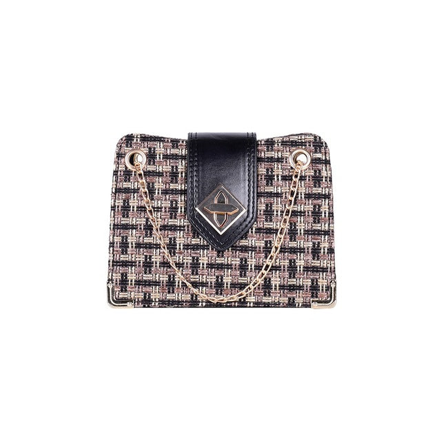 BLUE AND WHITE PLAID HANDBAG