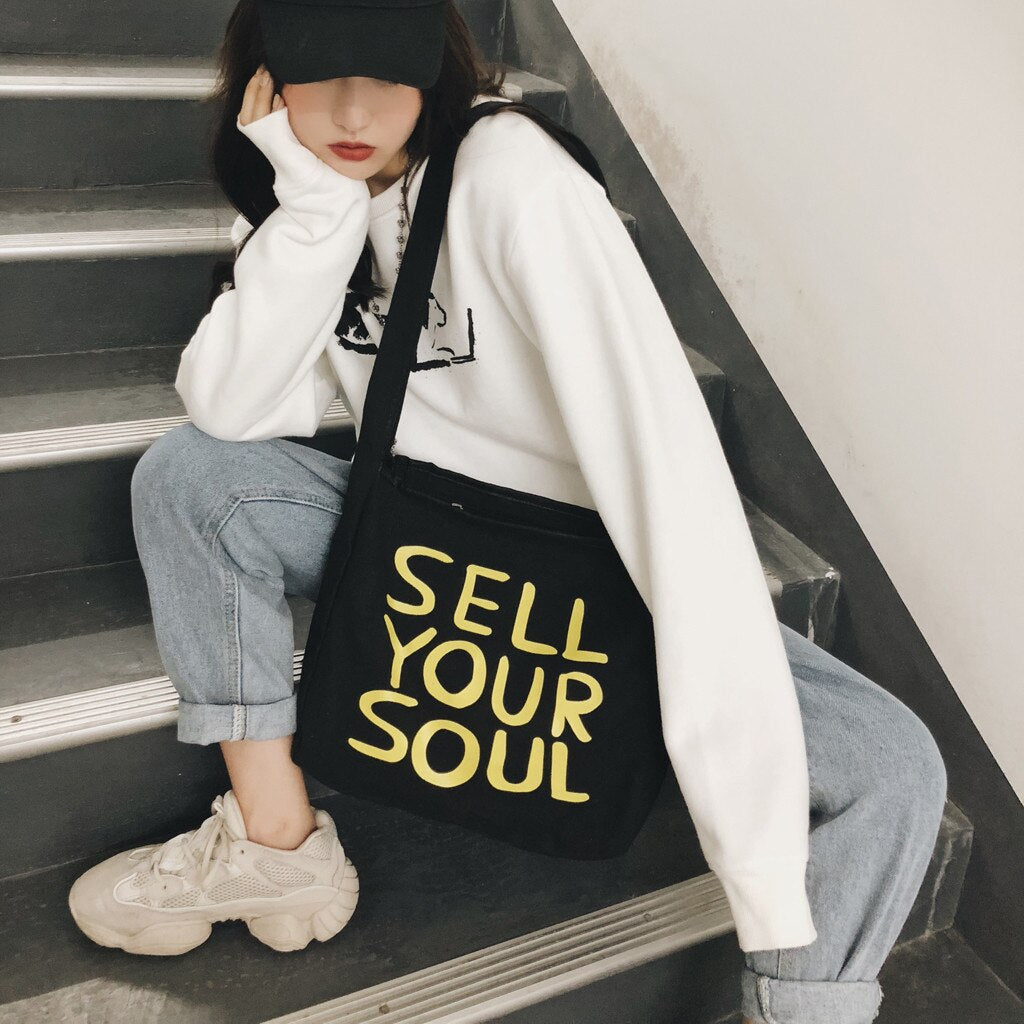 "SELL YOUR SOUL" PRINTED BAG