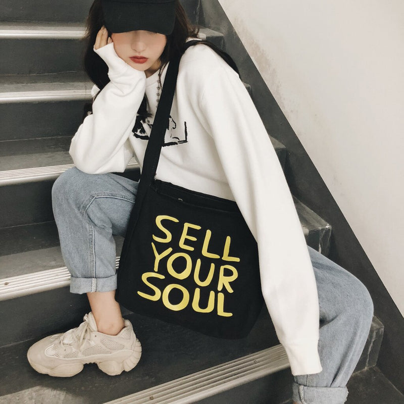 "SELL YOUR SOUL" PRINTED BAG