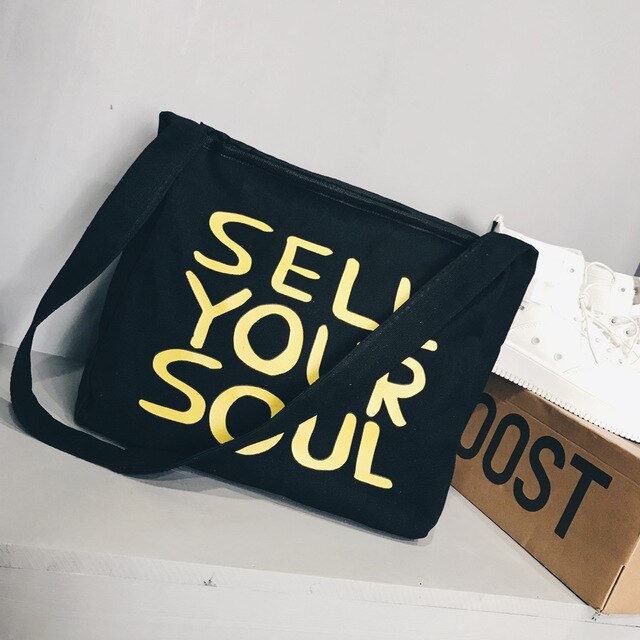 "SELL YOUR SOUL" PRINTED BAG