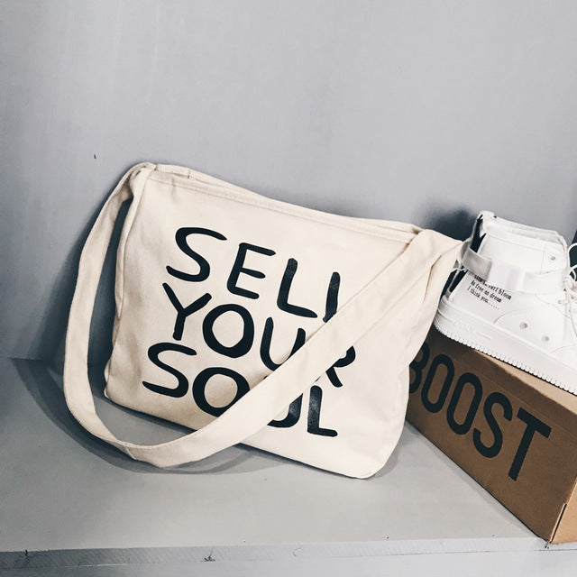"SELL YOUR SOUL" PRINTED BAG