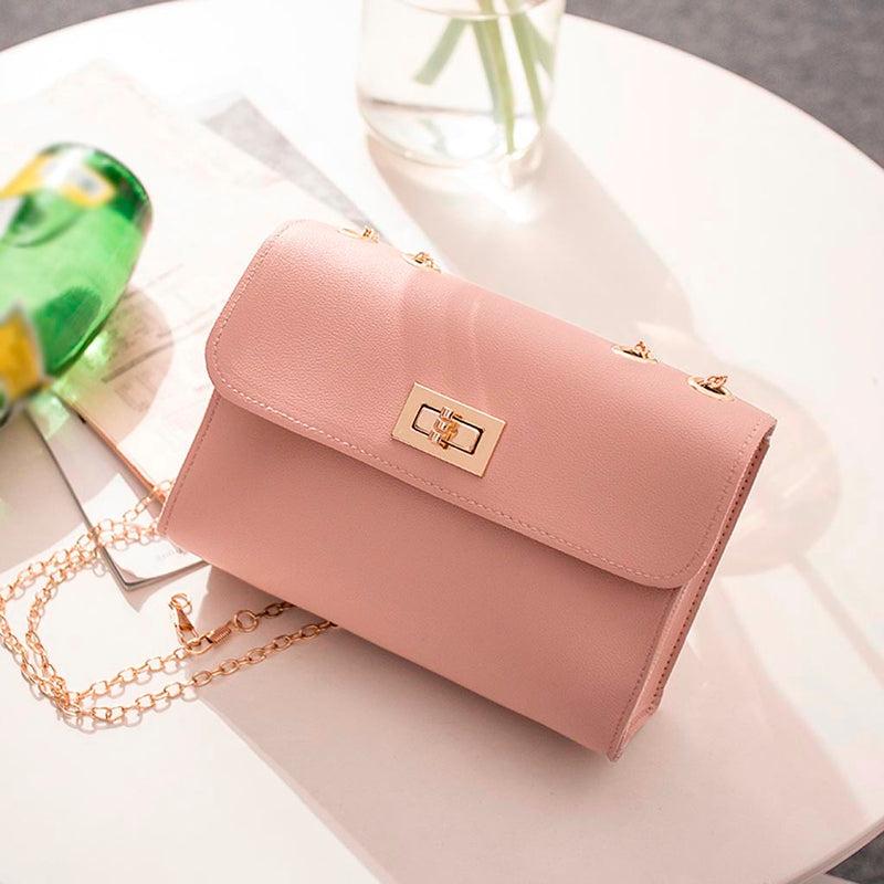 SIMPLE POWDER PINK CHAIN STRAP BAG