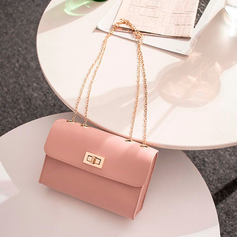 SIMPLE POWDER PINK CHAIN STRAP BAG