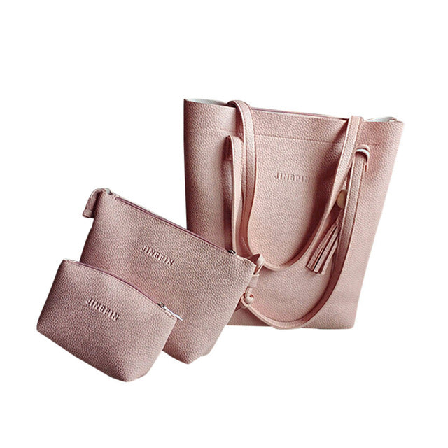 POWDER PINK TASSEL DETAILED HANDBAG