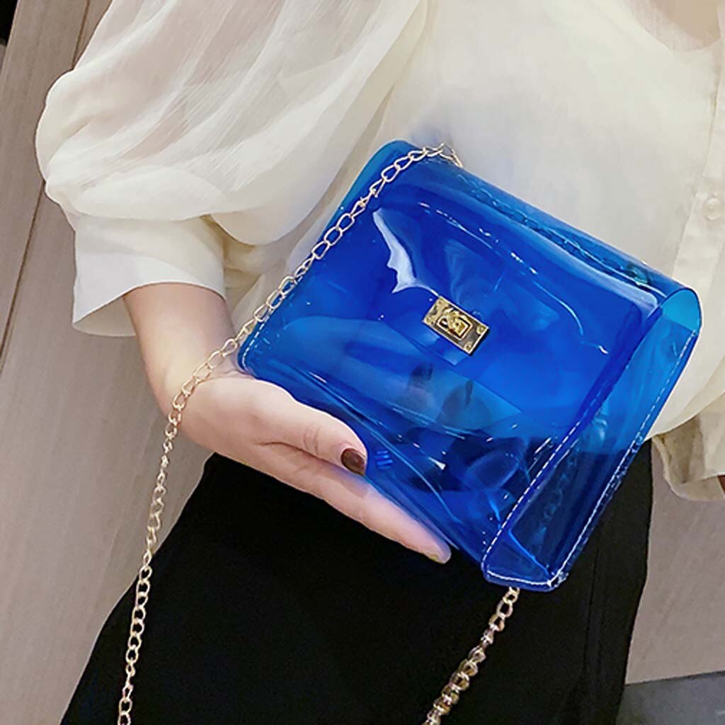 BLUE STYLISH TRANSPARENT BAG