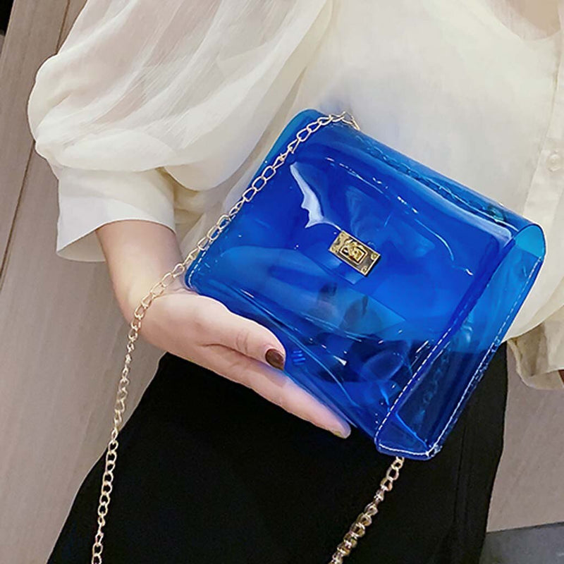 BLUE STYLISH TRANSPARENT BAG