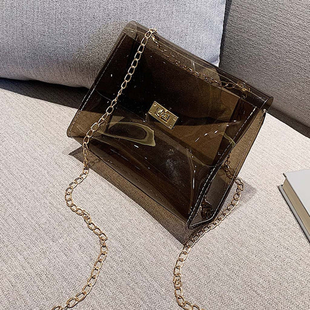 BLUE STYLISH TRANSPARENT BAG