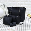 4PCS BLACK LEATHER BAG SET