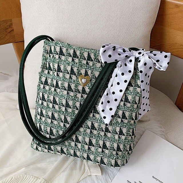 BOW TIE DETAILED BLUE SHOULDER BAG