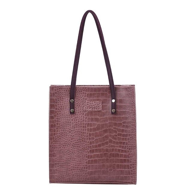 PURE COLOR CORCODILE PATTERNED BAG