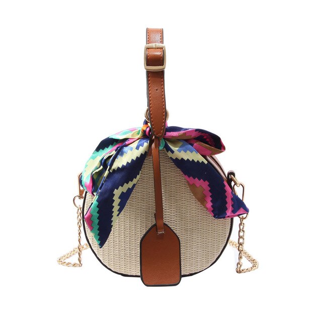 RIBBON DETAILED STRAW BAG