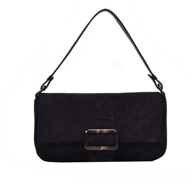 CORDUROY BLACK HANDBAG
