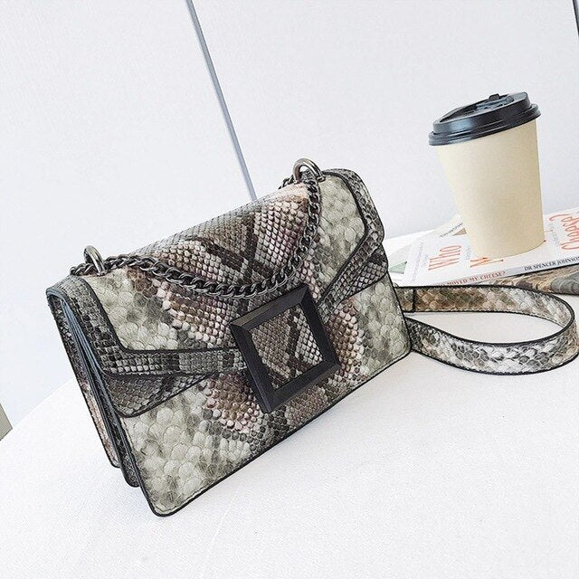 SNAKE PRINTED SHADES OF GREY BAG