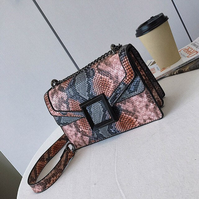 SNAKE PRINTED SHADES OF GREY BAG