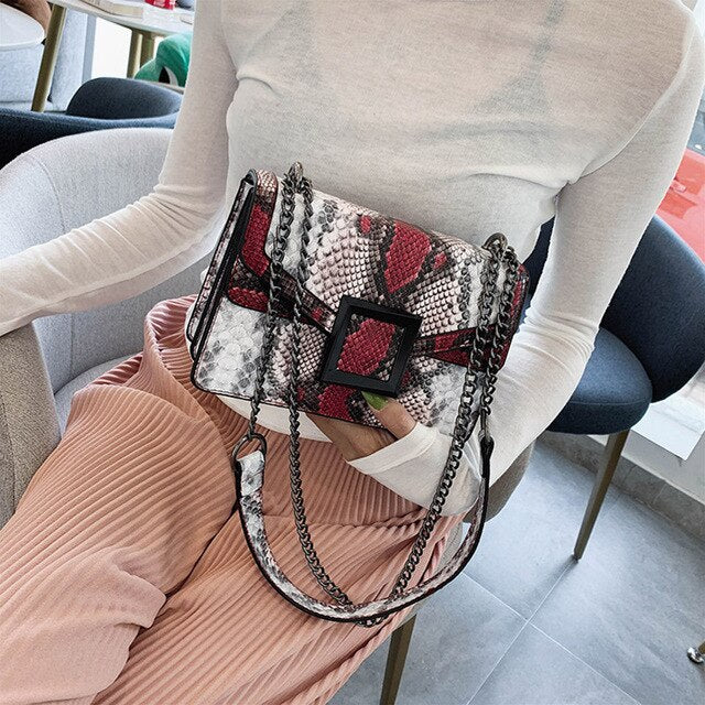 SNAKE PRINTED SHADES OF GREY BAG