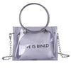 "LOVE IS BINLD" PRINTED TRANSPARENT BAG