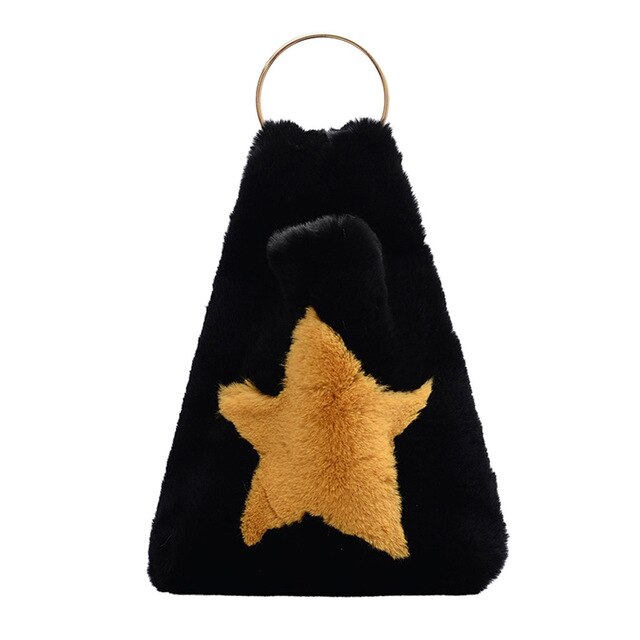 YELLOW STAR DETAILED FLUFFY BAG