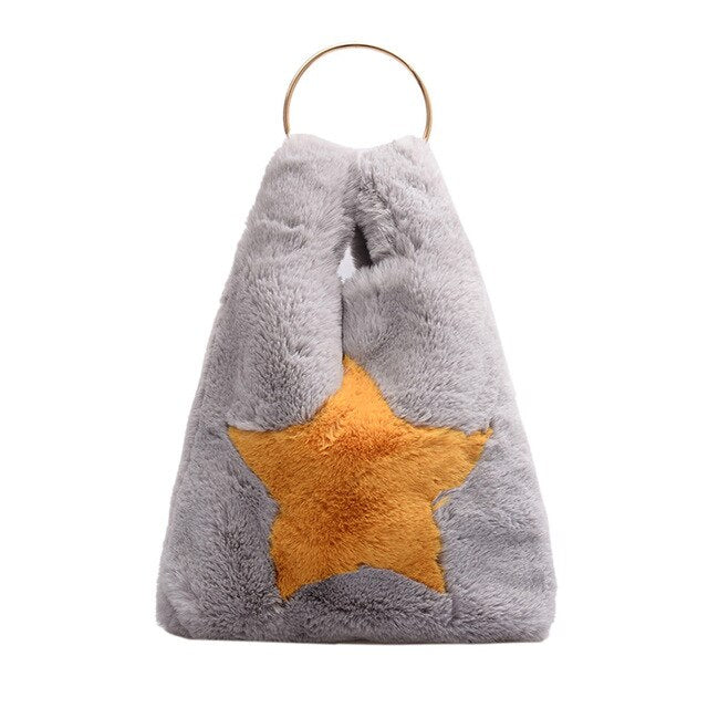 YELLOW STAR DETAILED FLUFFY BAG