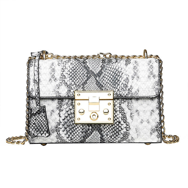 SNAKE SKIN PRINTED TWO COLOR BAG