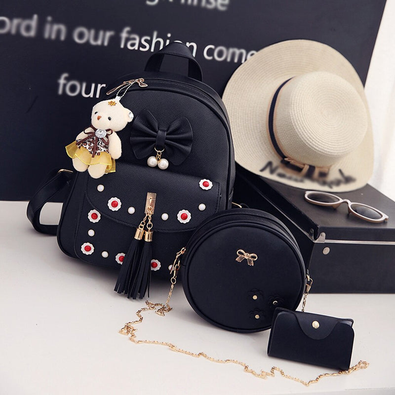 3PCS FLORAL DETAILED BAG SET