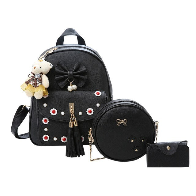 3PCS FLORAL DETAILED BAG SET