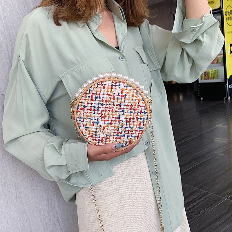 MINI WOVEN ROUND BAG