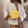 YELLOW EMBROIDERED CIRCLE BAG