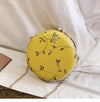 YELLOW EMBROIDERED CIRCLE BAG