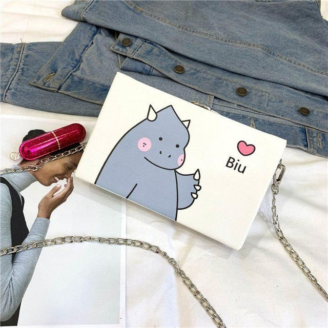 CUTE CARTOON PRINTED BOX BAG