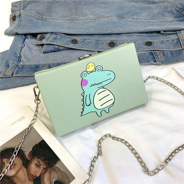 CUTE CARTOON PRINTED BOX BAG