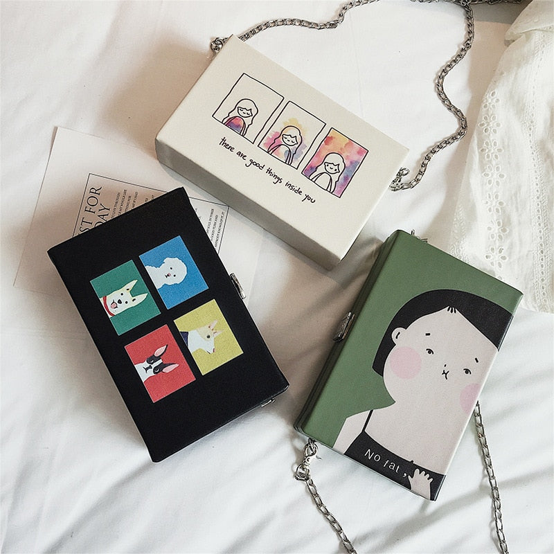 CARTOON PATTERNED BOX SHOULDER BAG