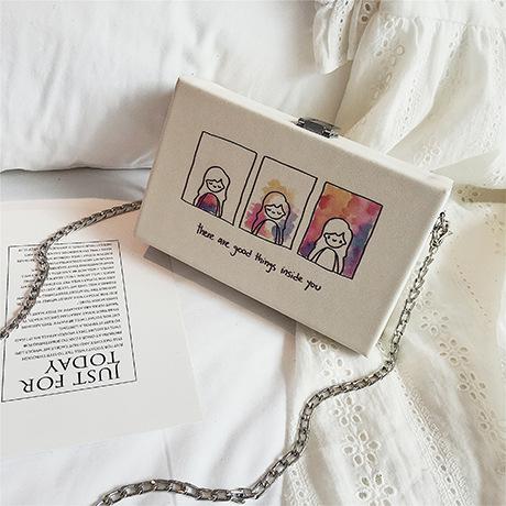 CARTOON PATTERNED BOX SHOULDER BAG