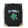 SQUARE CACTUS PRINTED LEATHER BOX BAG