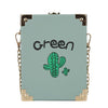 SQUARE CACTUS PRINTED LEATHER BOX BAG