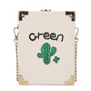 SQUARE CACTUS PRINTED LEATHER BOX BAG
