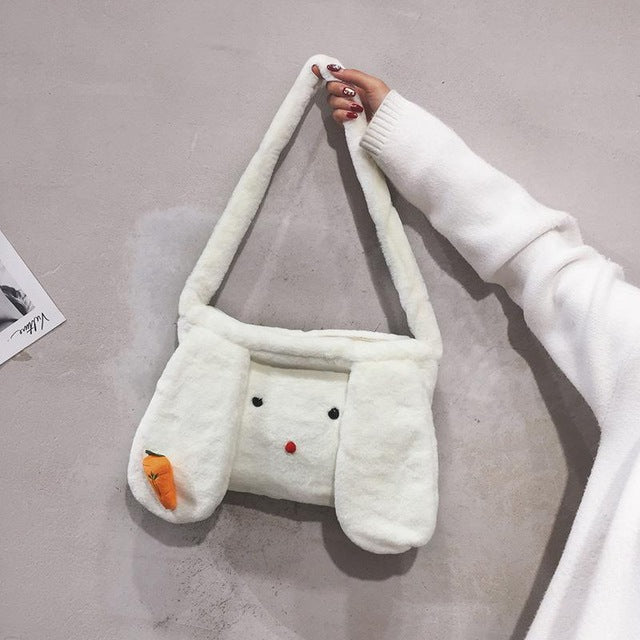 FAUX FUR RABBIT EARS BAG