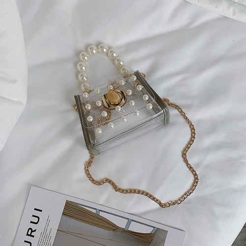 PEARL BEAD DETAILED TRANSPARENT BAG