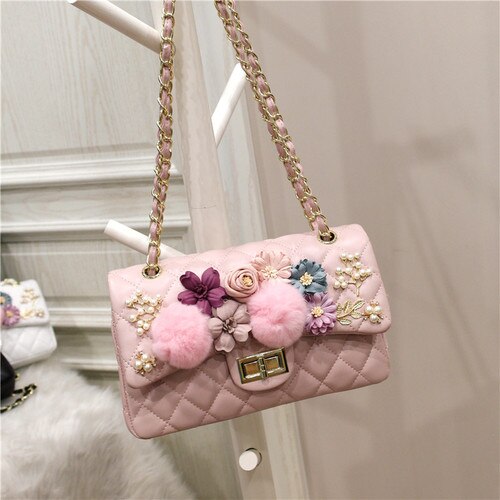 FLOWER DETAILED PINK BAG