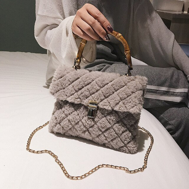 LIGHT BROWN FLUFFY HANDBAG