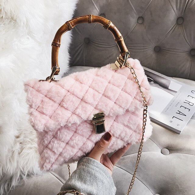 LIGHT BROWN FLUFFY HANDBAG