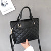 PLAID EMBOSSED DETAILED BLACK HANDBAG
