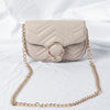 BEIGE GOLD DETAILED OBLIQUE LINED SHOULDER BAG