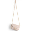 BEIGE GOLD DETAILED OBLIQUE LINED SHOULDER BAG
