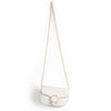 BEIGE GOLD DETAILED OBLIQUE LINED SHOULDER BAG