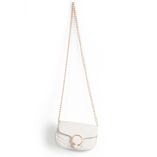 BEIGE GOLD DETAILED OBLIQUE LINED SHOULDER BAG