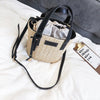 LEATHER DETAILED 2 COLOR STRAW BAG