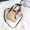 LEATHER DETAILED 2 COLOR STRAW BAG