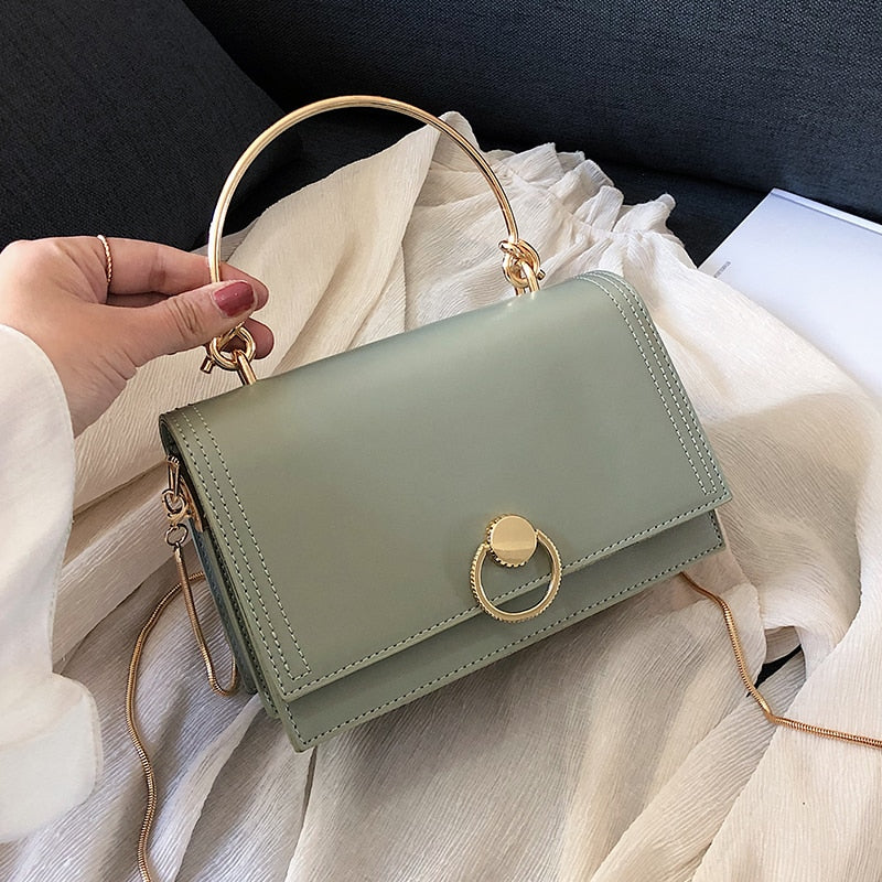 MILI SOLID COLOR METAL HANDLE DETAILED BAG