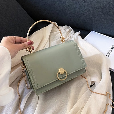 MILI SOLID COLOR METAL HANDLE DETAILED BAG