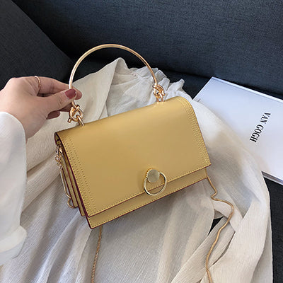 MILI SOLID COLOR METAL HANDLE DETAILED BAG